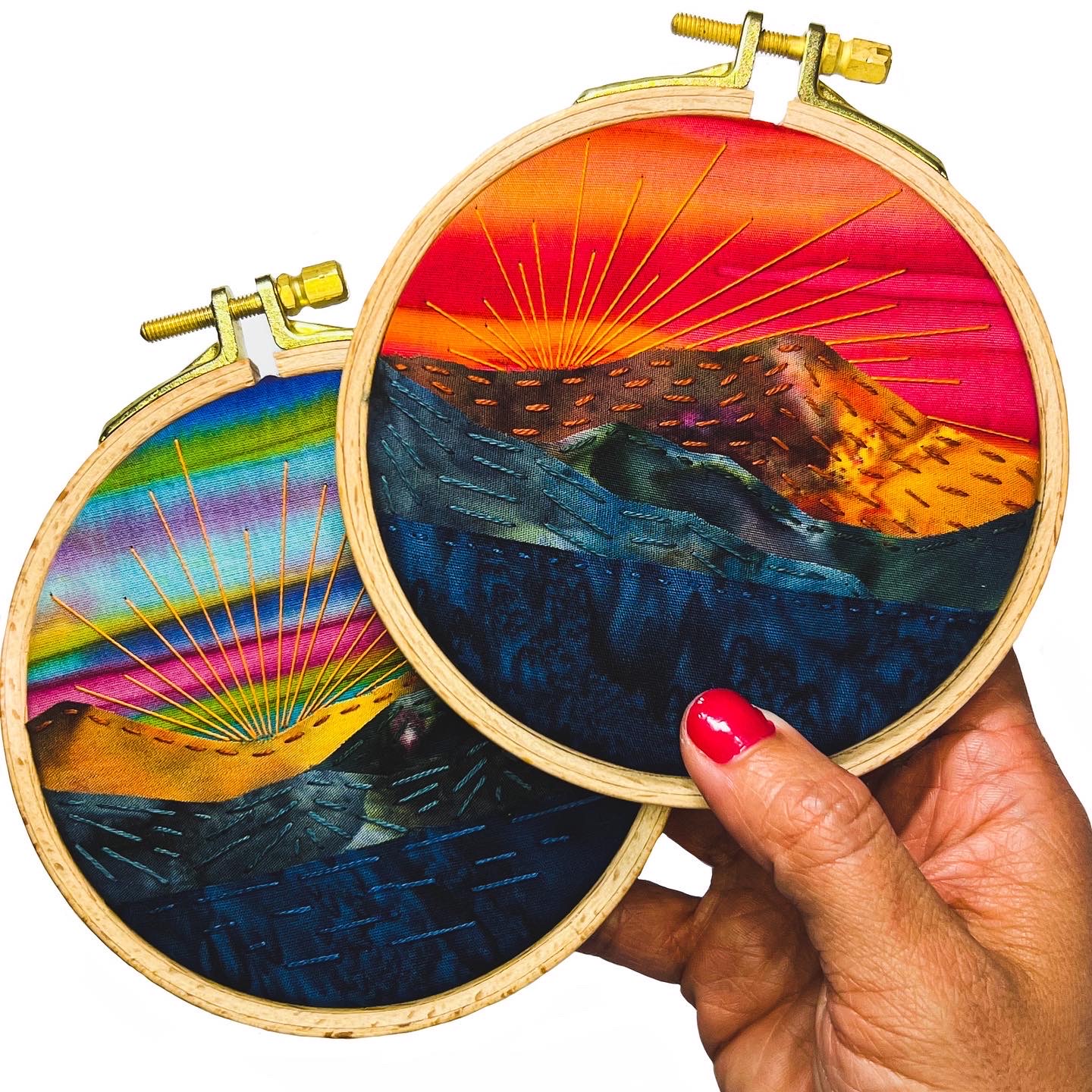 Embroidered fabric landscapes