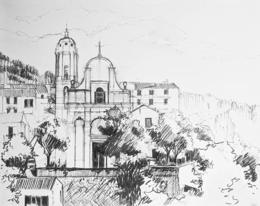 Landscape and architecture drawing